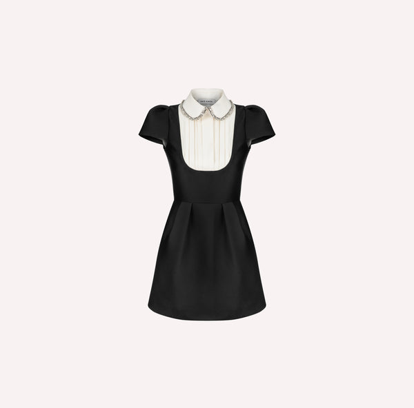 Crystal-Collar Plastron Mini Dress