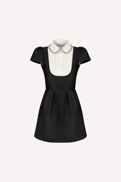 Crystal-Collar Plastron Mini Dress