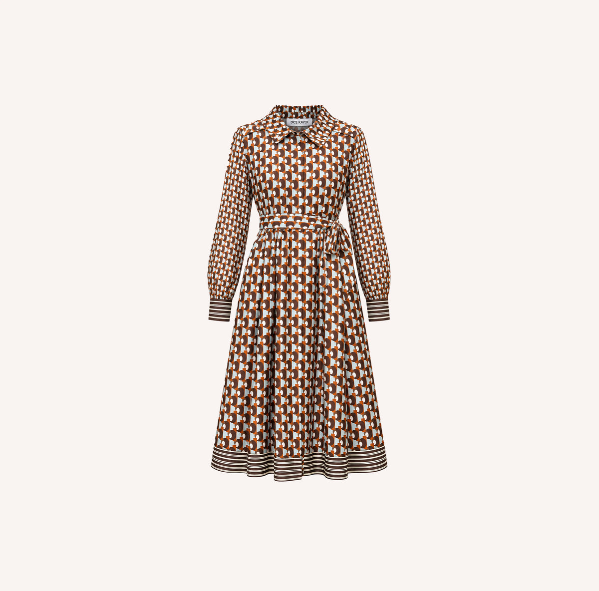 Geometric Print Silk Midi Dress