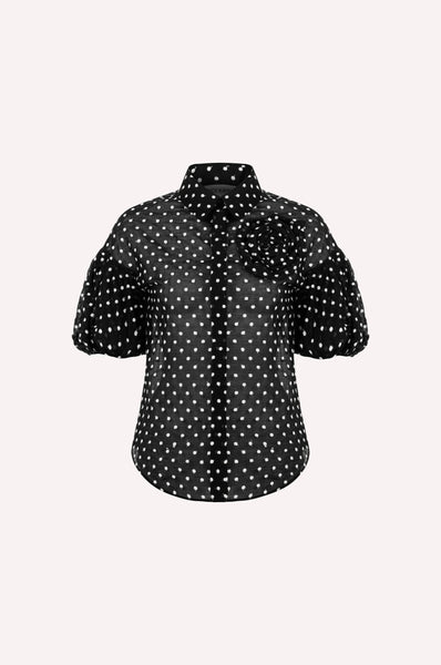 Dotted Balloon Sleeved Shirt