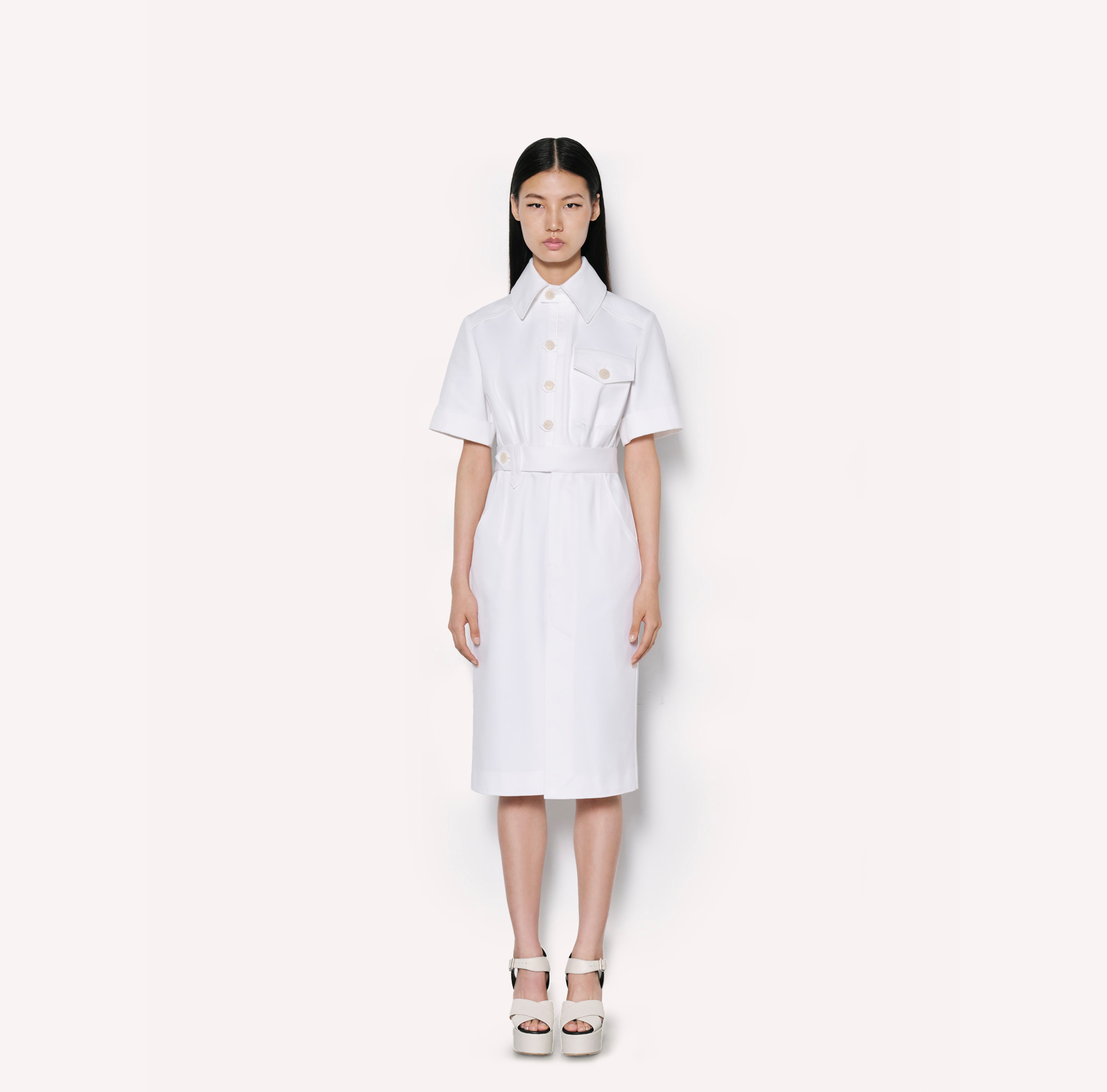 Tailored Cotton Midi Dress