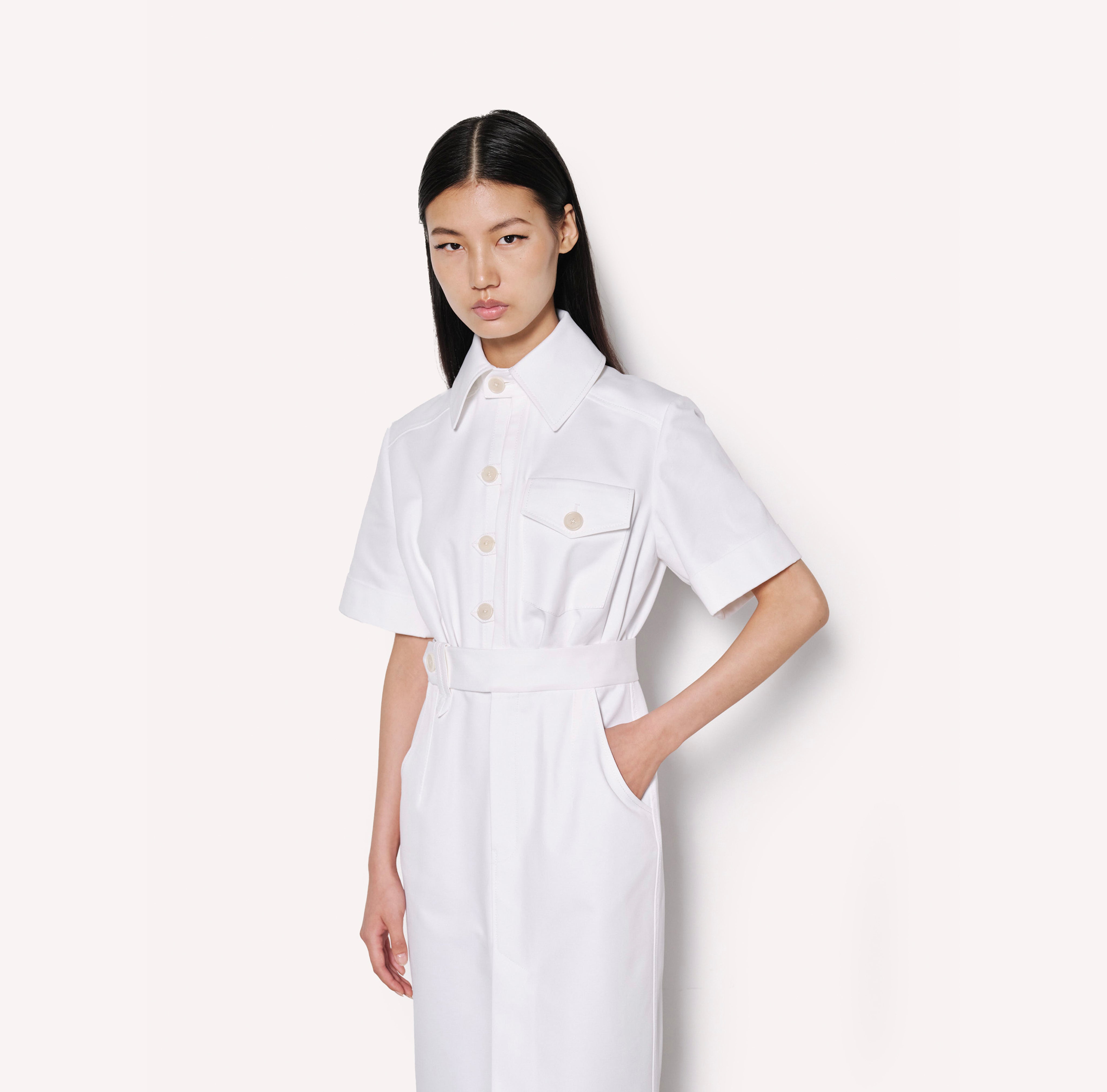 Tailored Cotton Midi Dress
