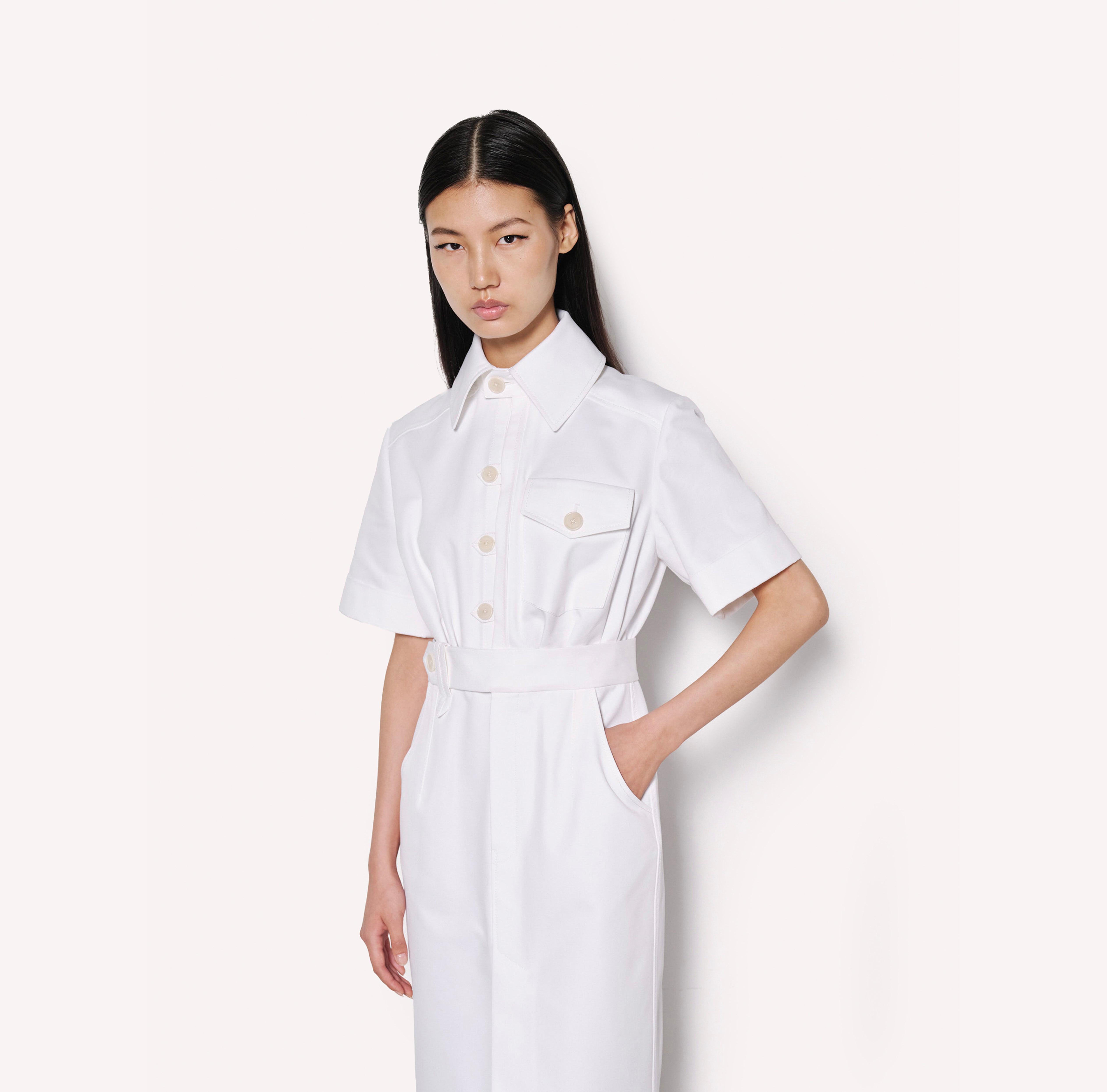 Tailored Cotton Midi Dress