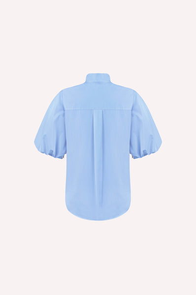 Cotton Poplin Shirt with Structured High Collar