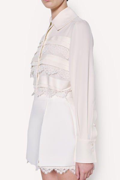 Lace Detail Silk Shirt