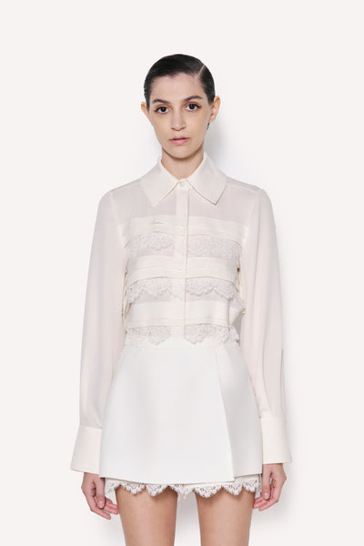 Lace Detail Silk Shirt