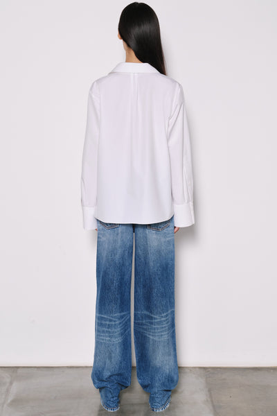 Short Sleeve Poplin Shirt with Front Pocket Detail