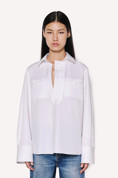 Short Sleeve Poplin Shirt with Front Pocket Detail