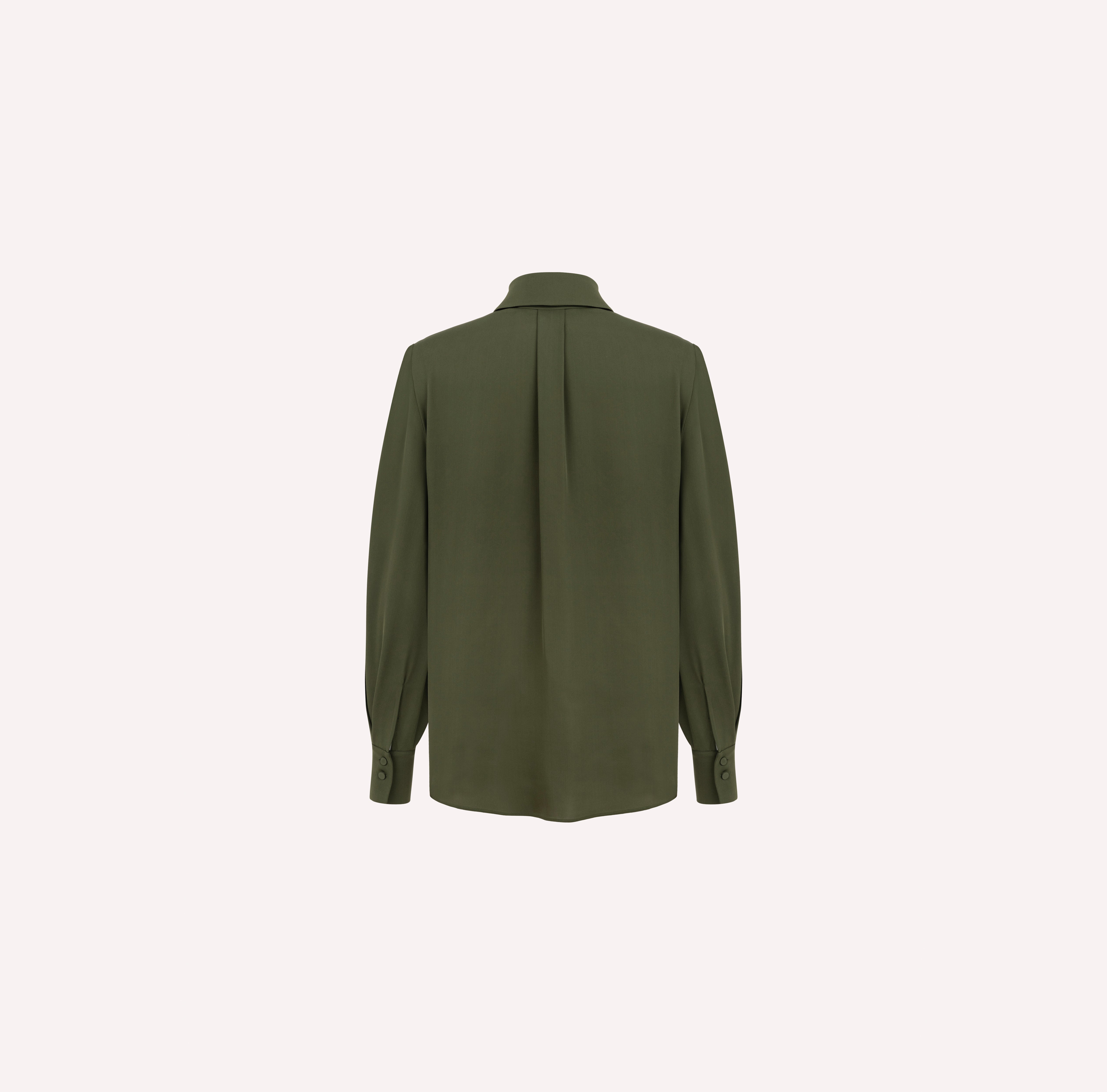 Silk Crepe Tie-Neck Shirt