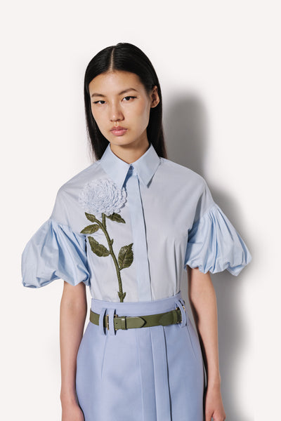 Floral Embroidered Cotton Poplin Shirt