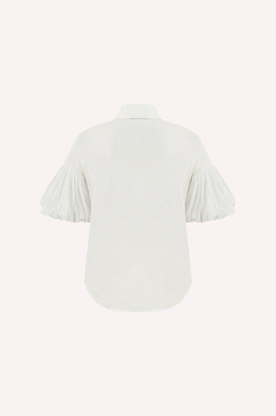 Crystal and Raffia Embellished Cotton Poplin Shirt