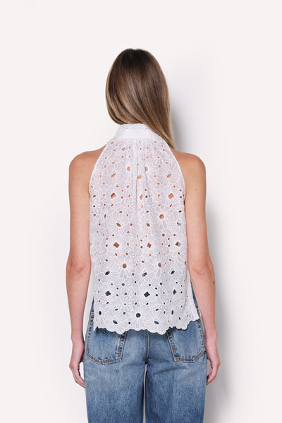 Embroidered Cotton Halter Top