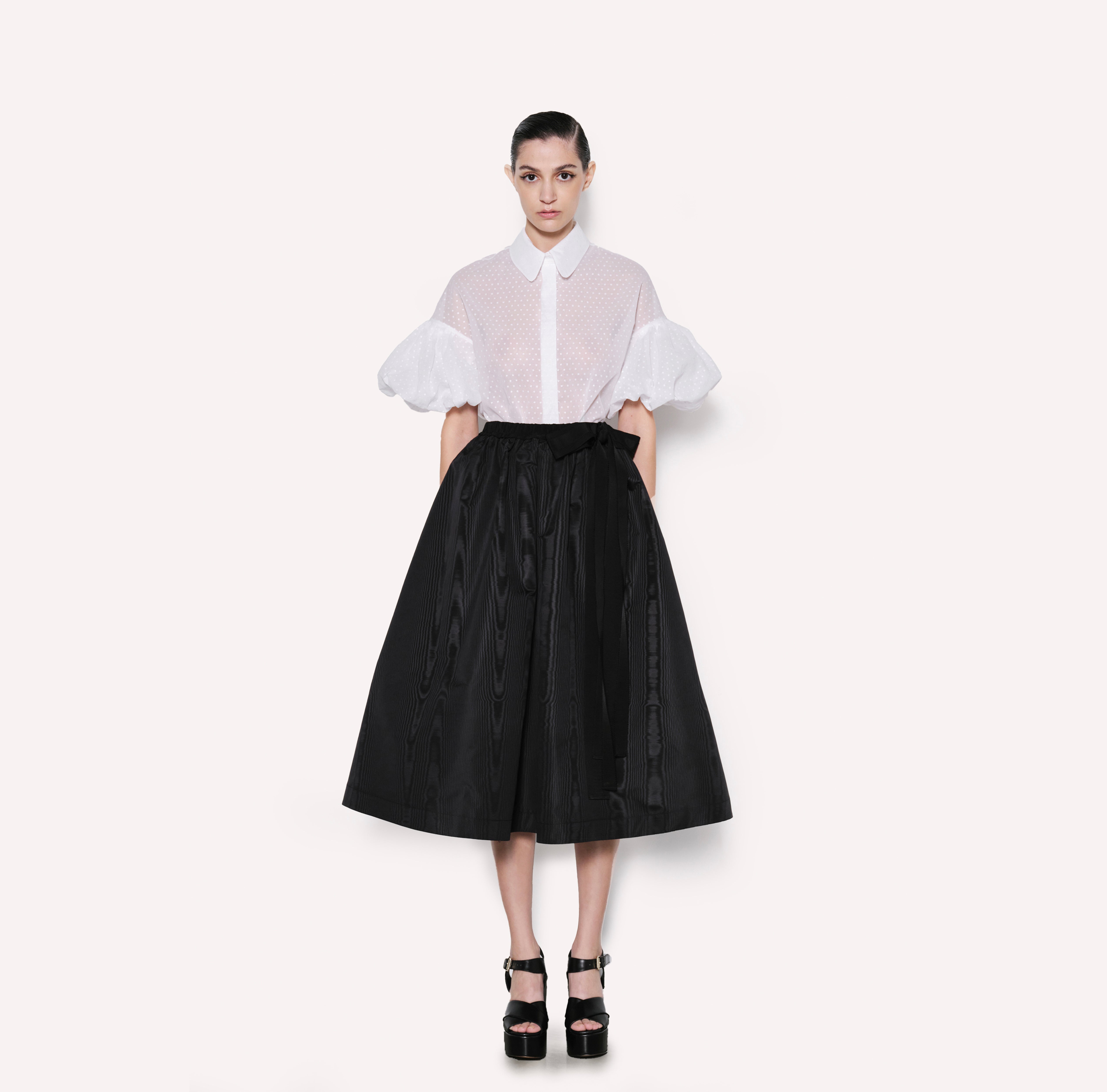 Bow Detail Silk Midi Skirt