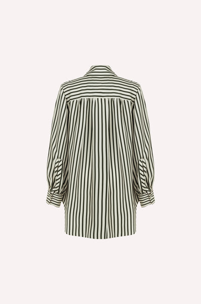 Striped Silk Twill Shirt with Open-Back Detail