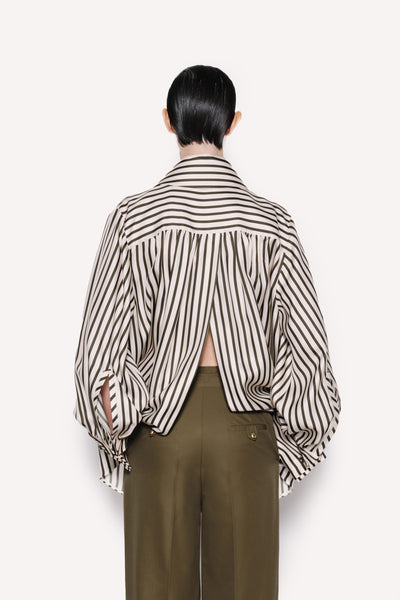 Striped Silk Twill Shirt with Open-Back Detail