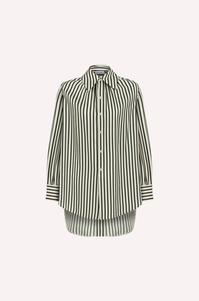 Striped Silk Twill Shirt with Open-Back Detail