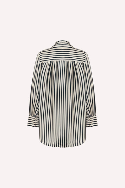 Striped Silk Twill Shirt with Open-Back Detail