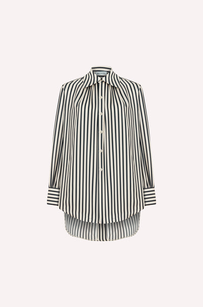 Striped Silk Twill Shirt with Open-Back Detail