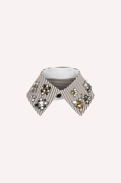 Striped Crystal Embellished Collar