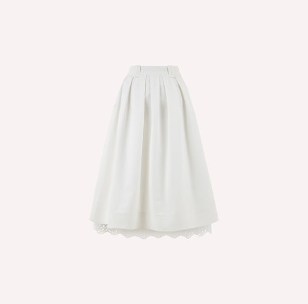 Cotton Midi Skirt with Eyelet Embroidery