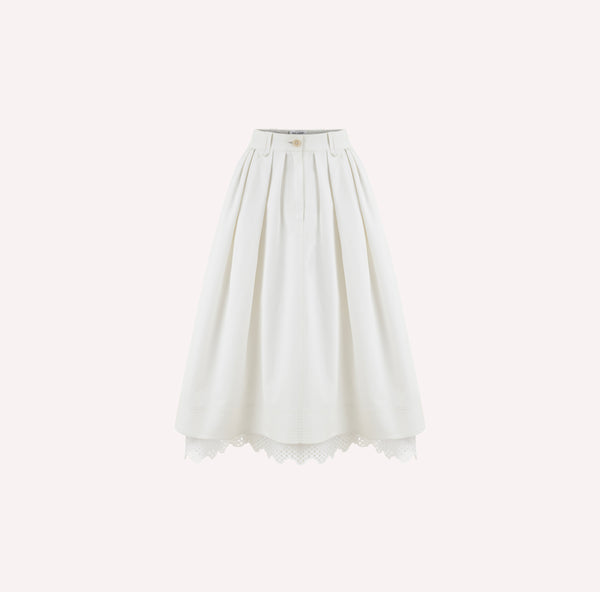 Cotton Midi Skirt with Eyelet Embroidery