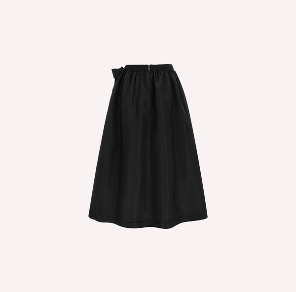 Bow Detail Silk Midi Skirt