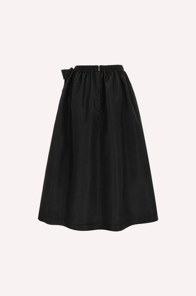 Bow Detail Silk Midi Skirt