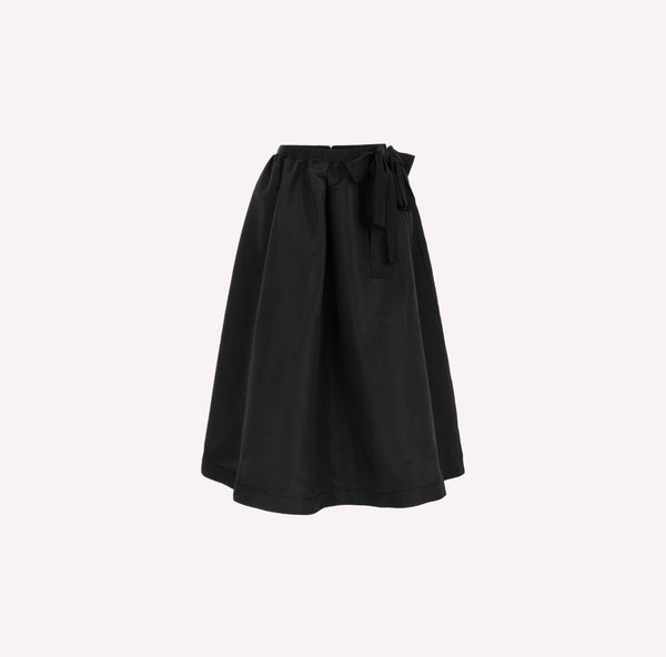 Bow Detail Silk Midi Skirt