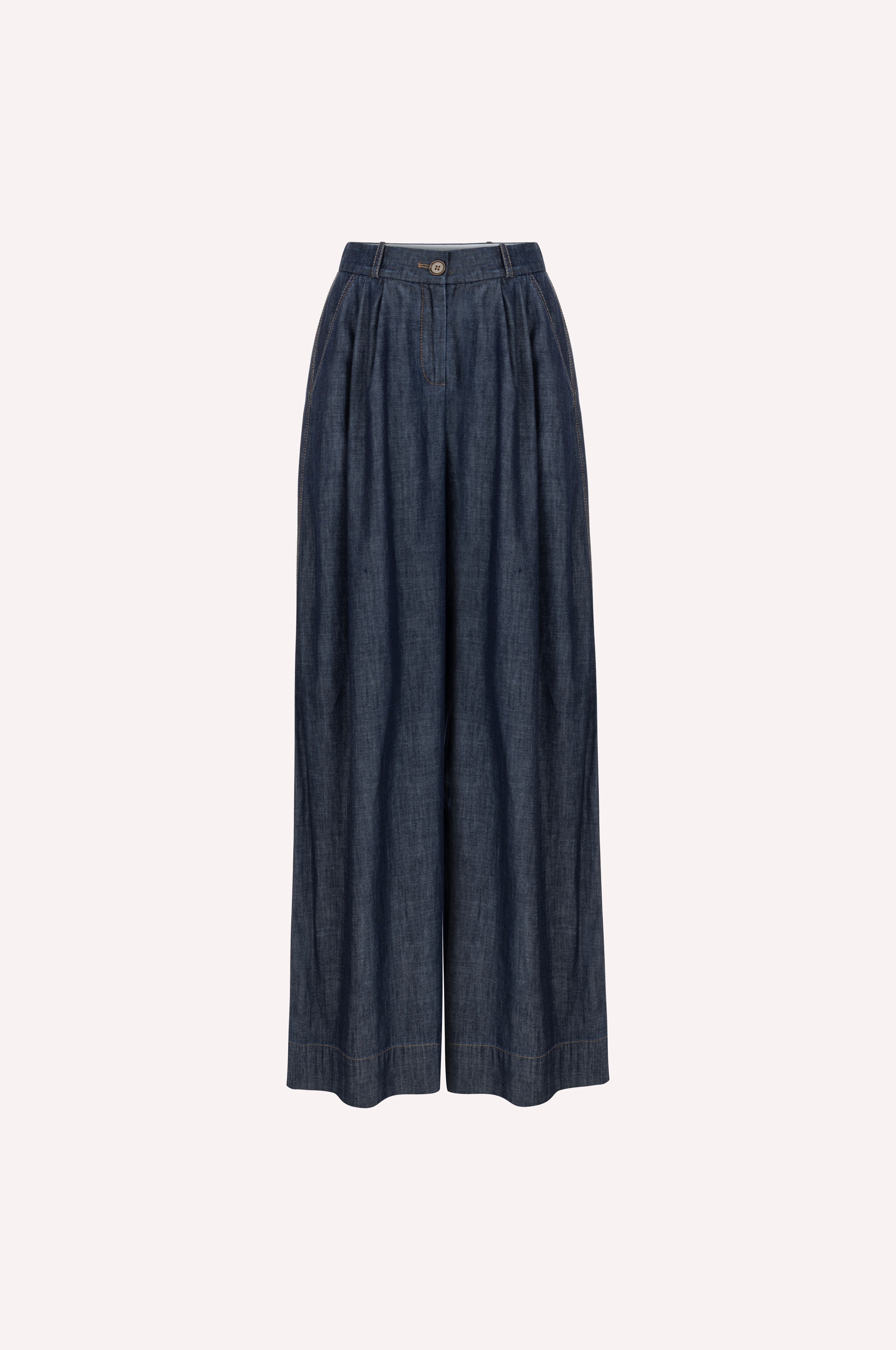 【2plan】Ice Crease Wide Slacks Low-Rise Twill Wide Leg Pants