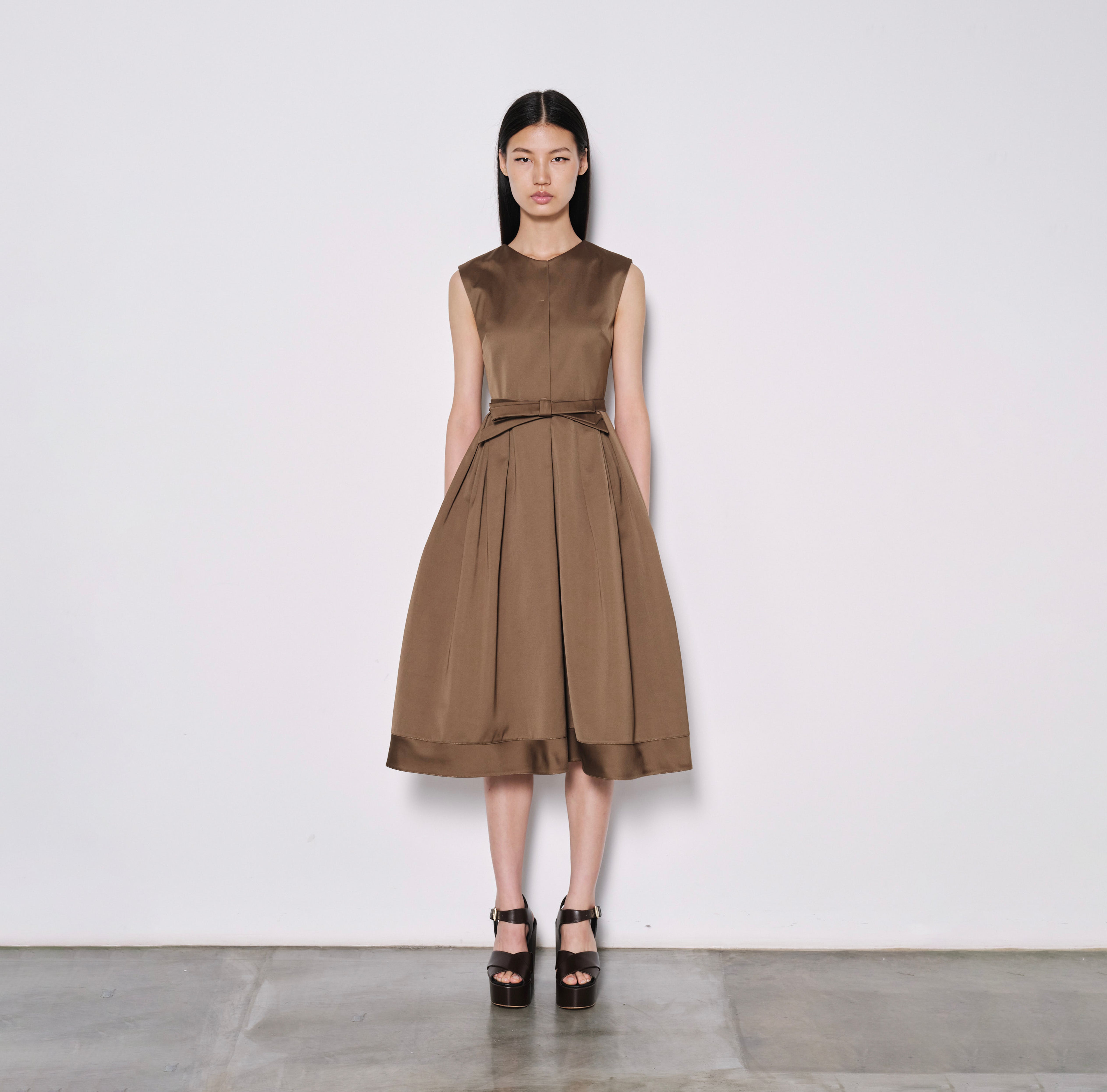 Sleeveless Midi Dress with Bow Detail