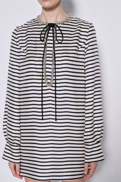 Striped Crystal-Embellished Mini Dress