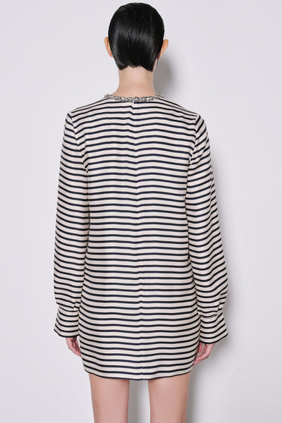 Striped Crystal-Embellished Mini Dress