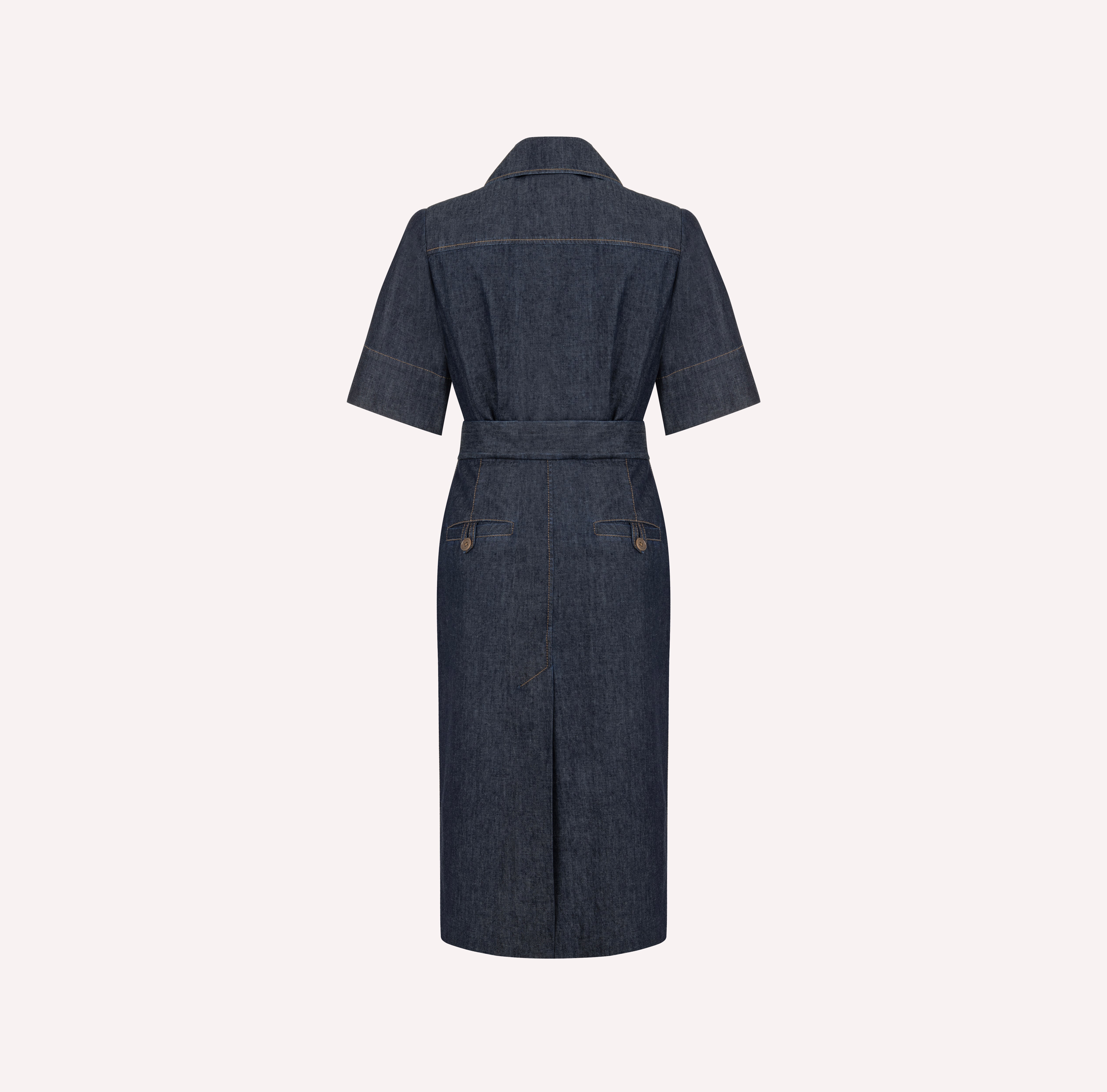 Belted Chambray Midi Shirt Dress