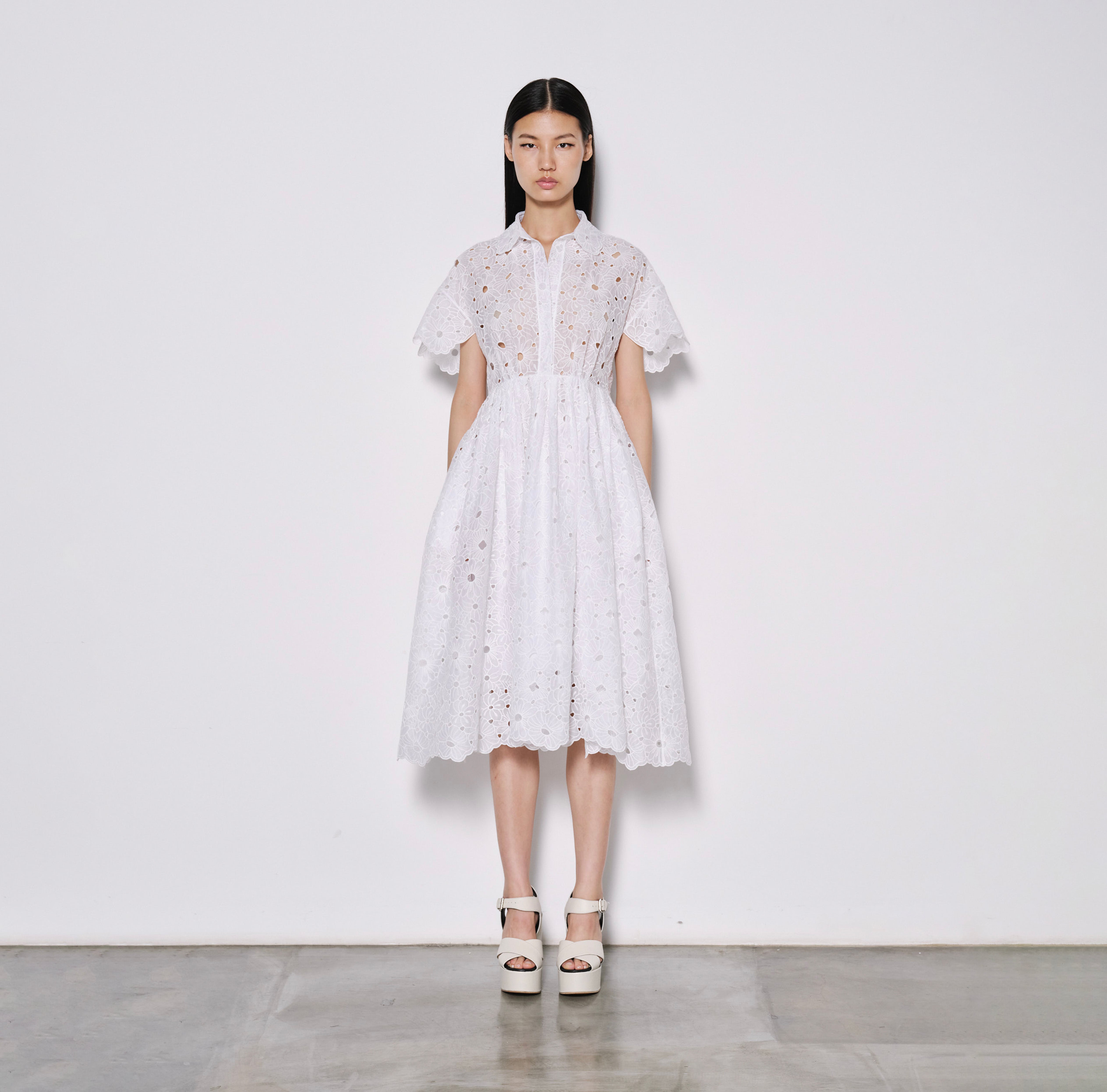 Embroidered Cotton Midi Dress