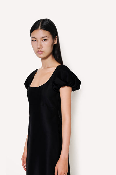 Scoop Neck Dress with Puff Sleeves