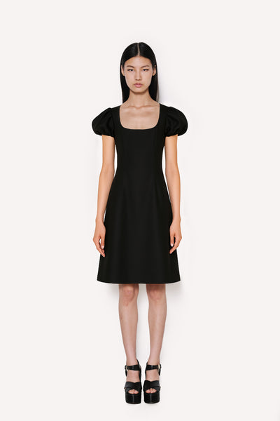 Scoop Neck Dress with Puff Sleeves