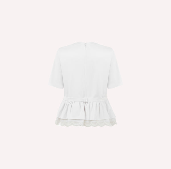 Sweathshirt  with Lace Hem and Bow Detail