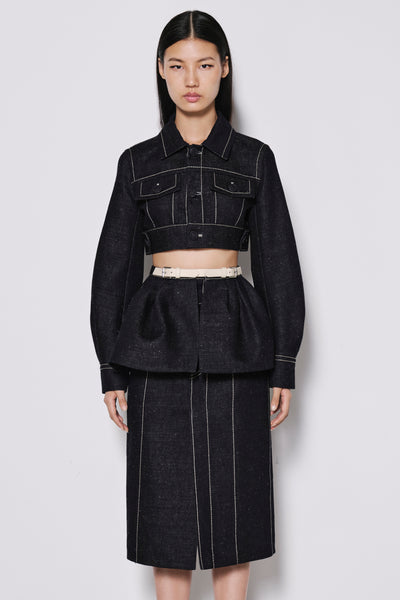 Midi Pencil Skirt with Contrast Stitching