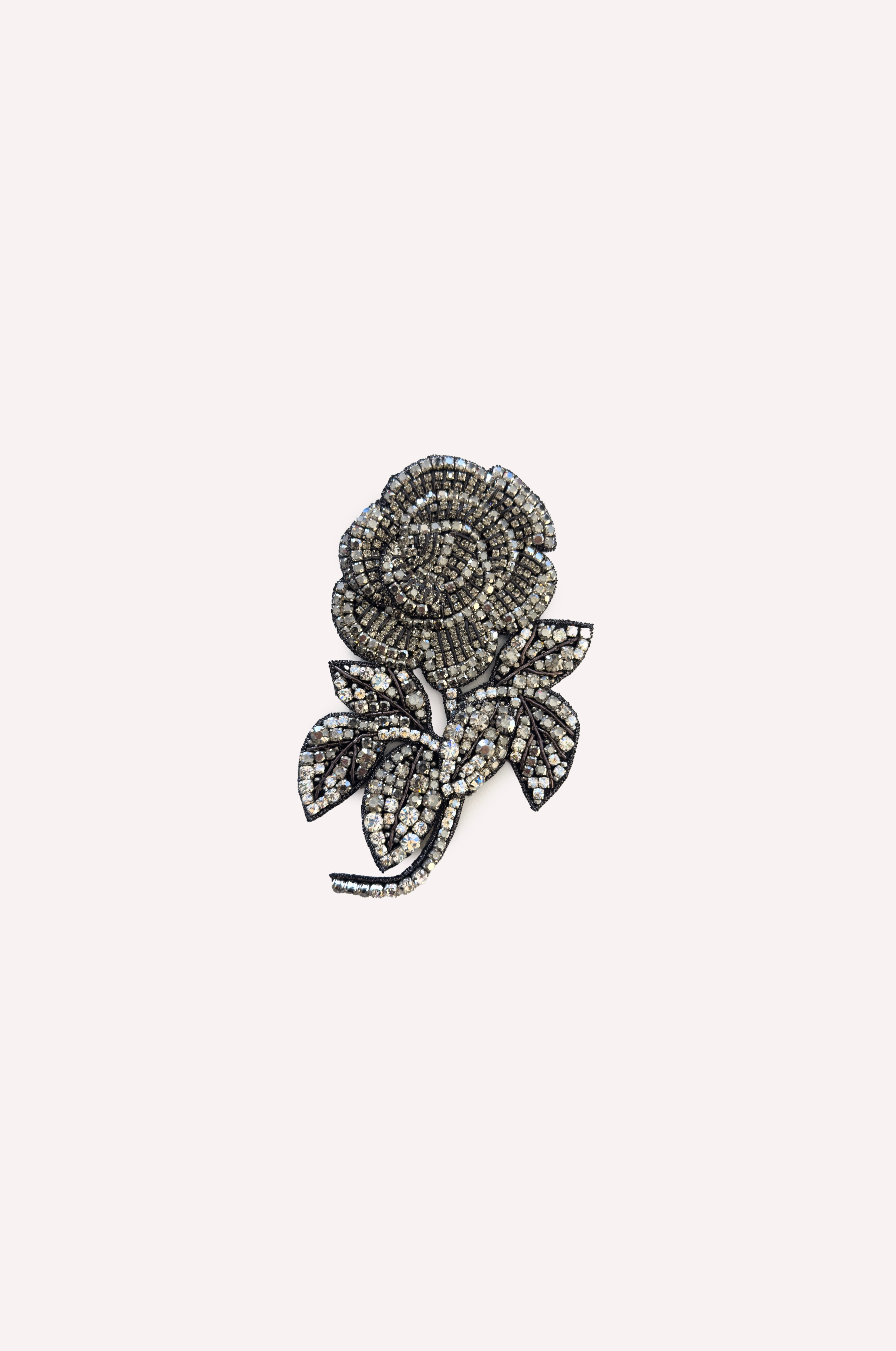 Crystal-Embellished Rose Brooch