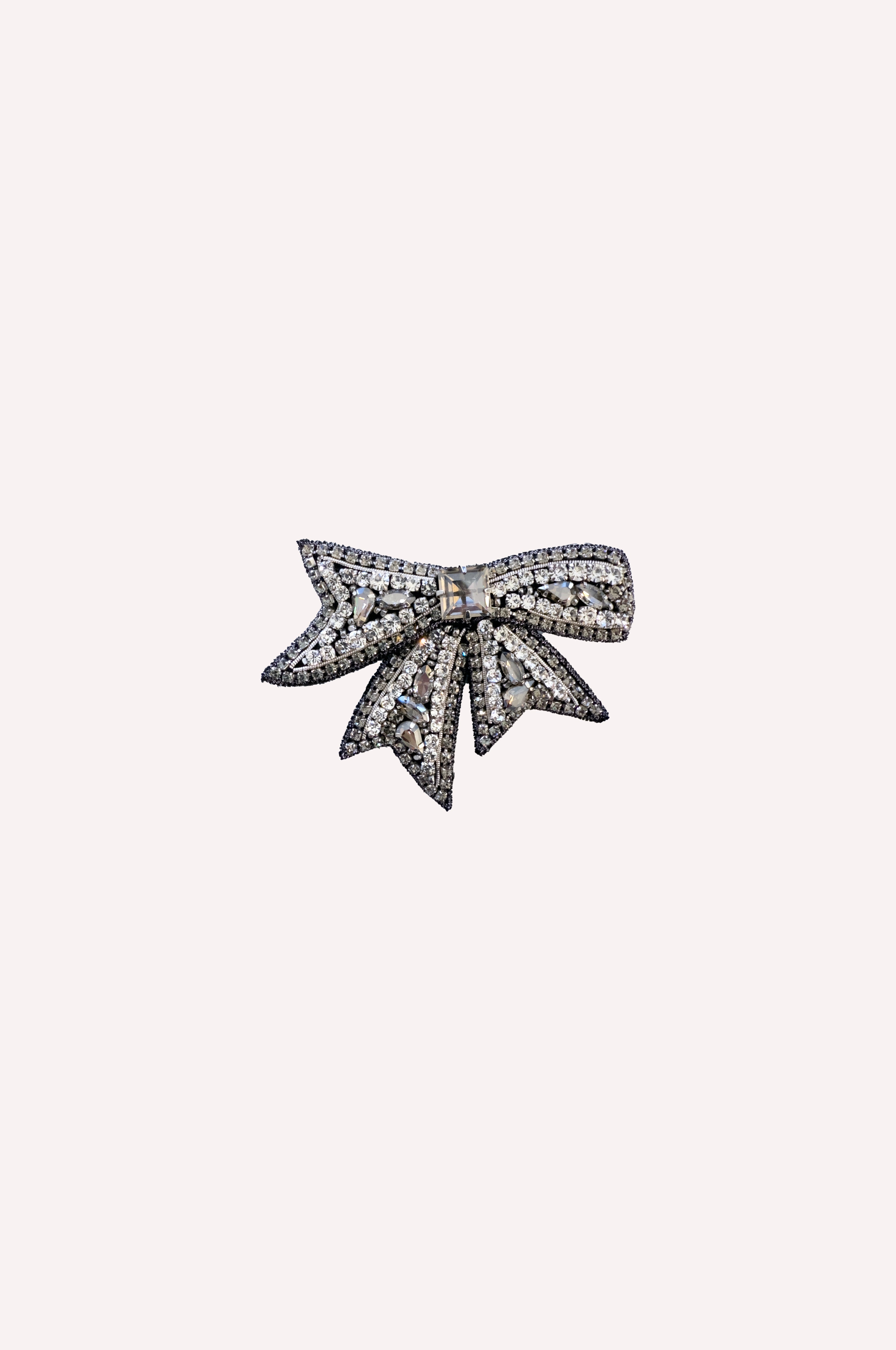 Crystal-Embellished Bow Brooch