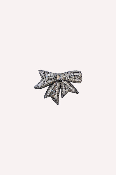 Crystal-Embellished Bow Brooch