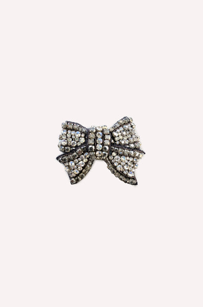 Crystal-Embellished Bow Brooch