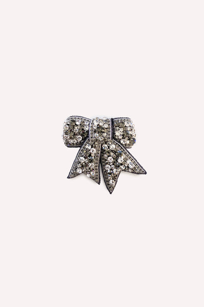 Crystal-Embellished Bow Brooch