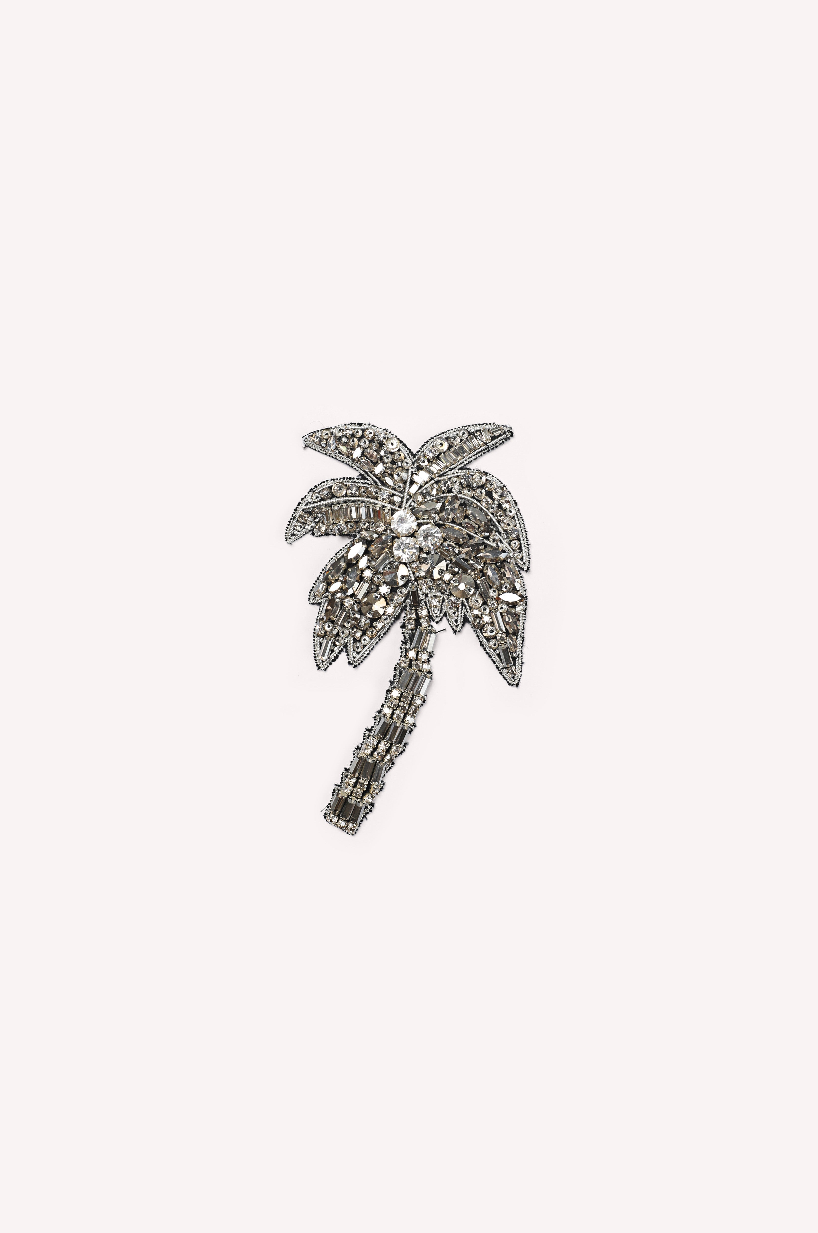 Crystal-Embellished Palm Tree Brooch