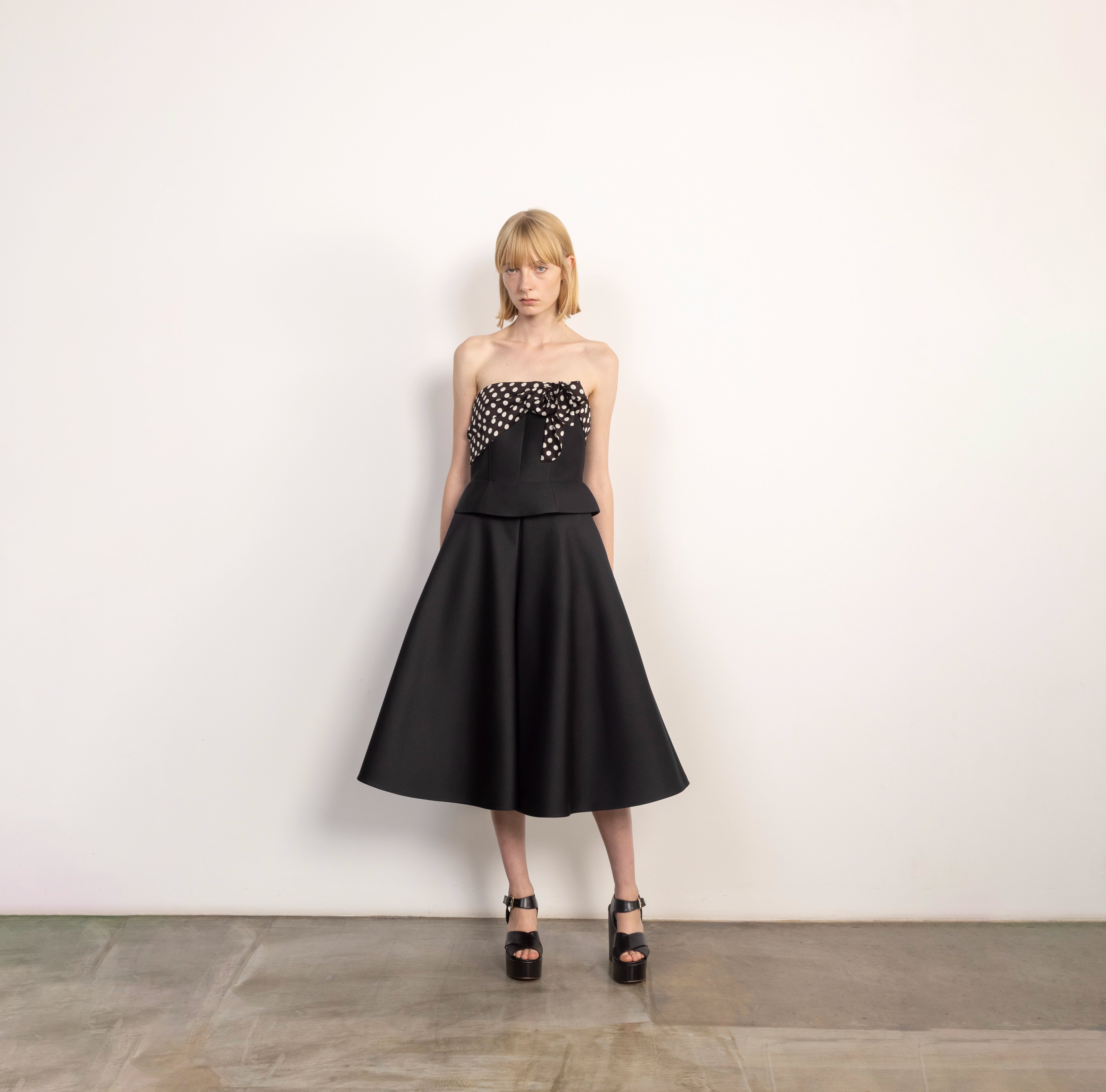 Polka Dot Bow Detail Strapless Bustier Top