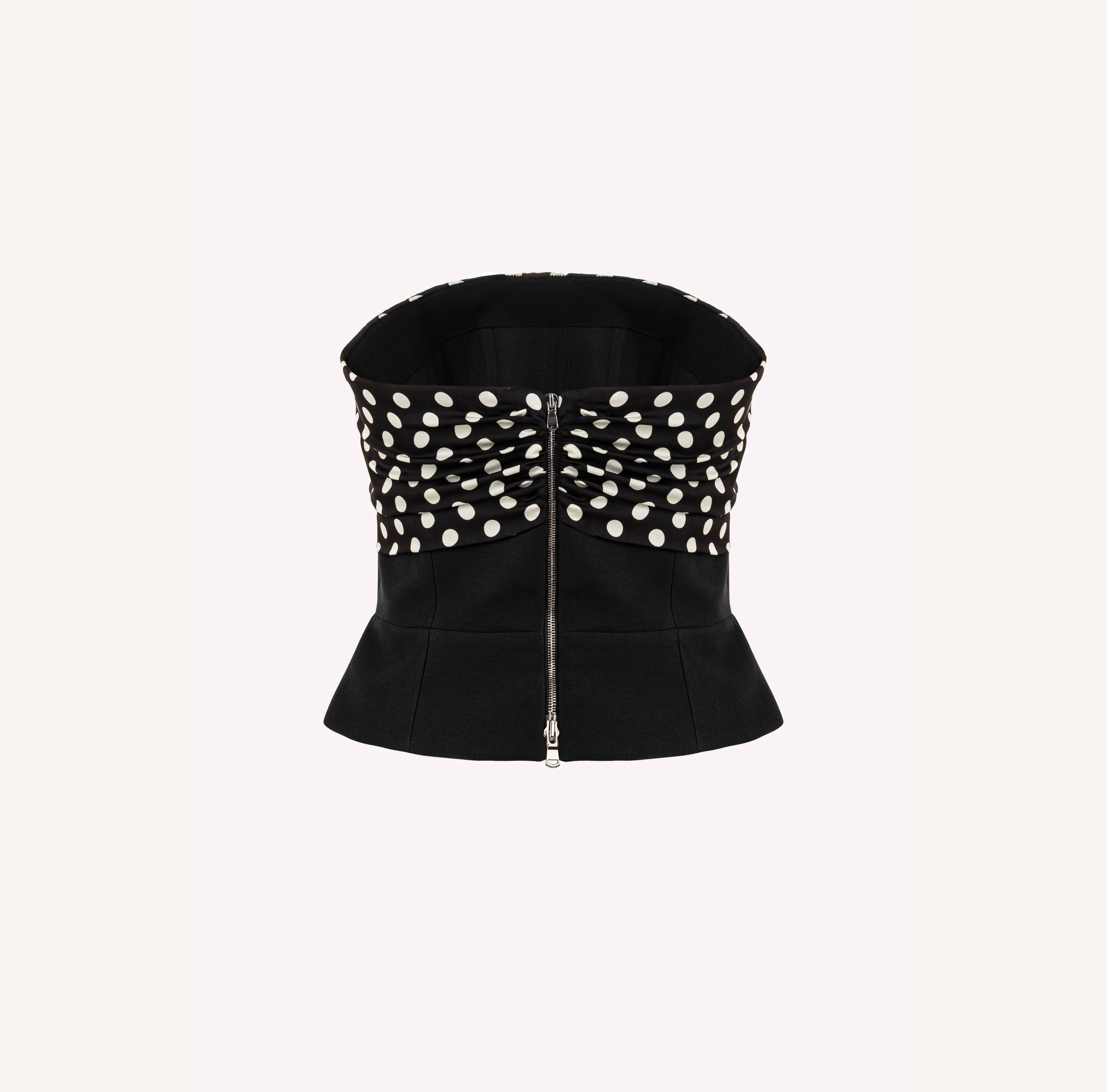 Polka Dot Bow Detail Strapless Bustier Top