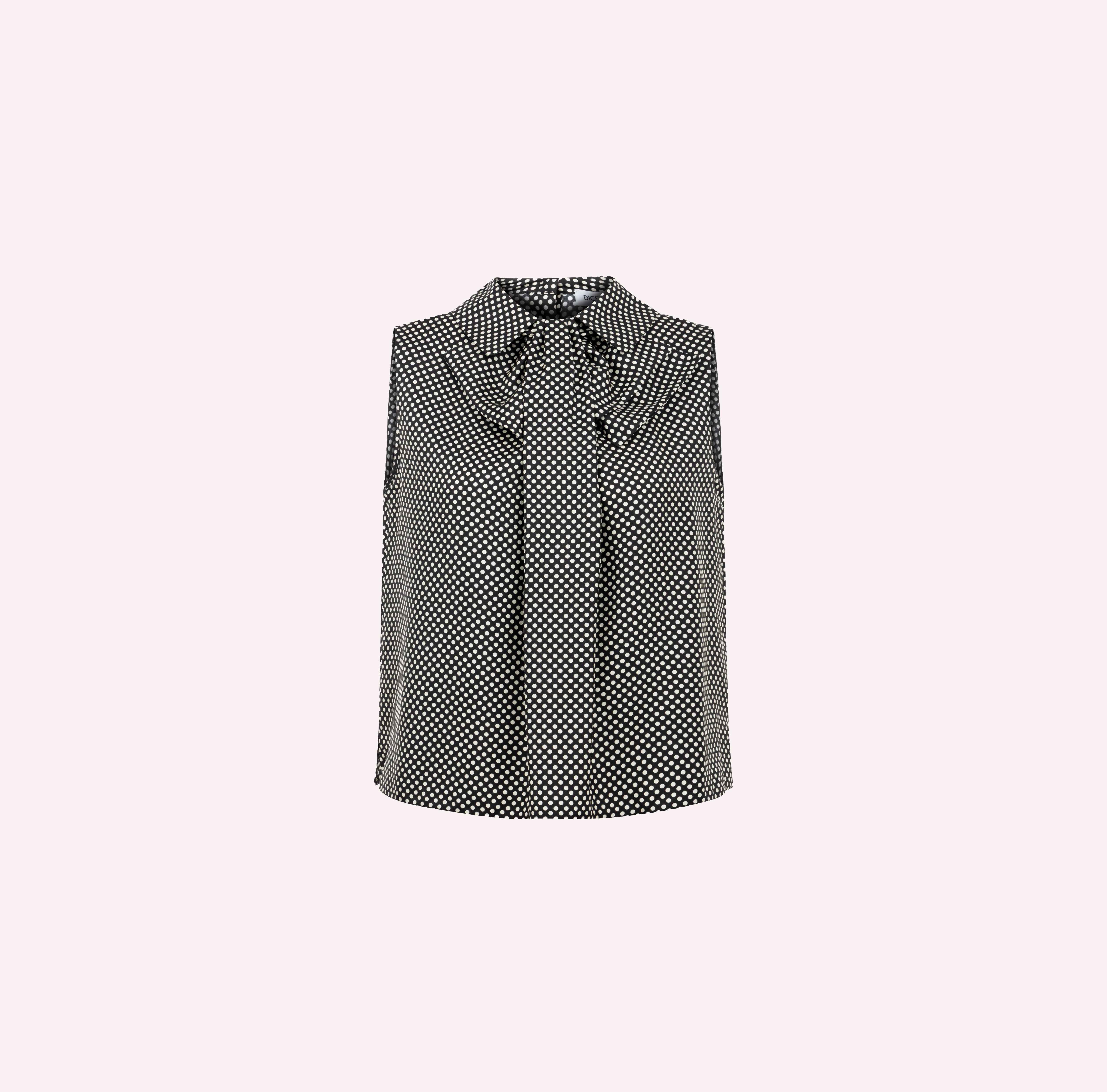 Polka Dot Silk Twill Sleeveless Blouse