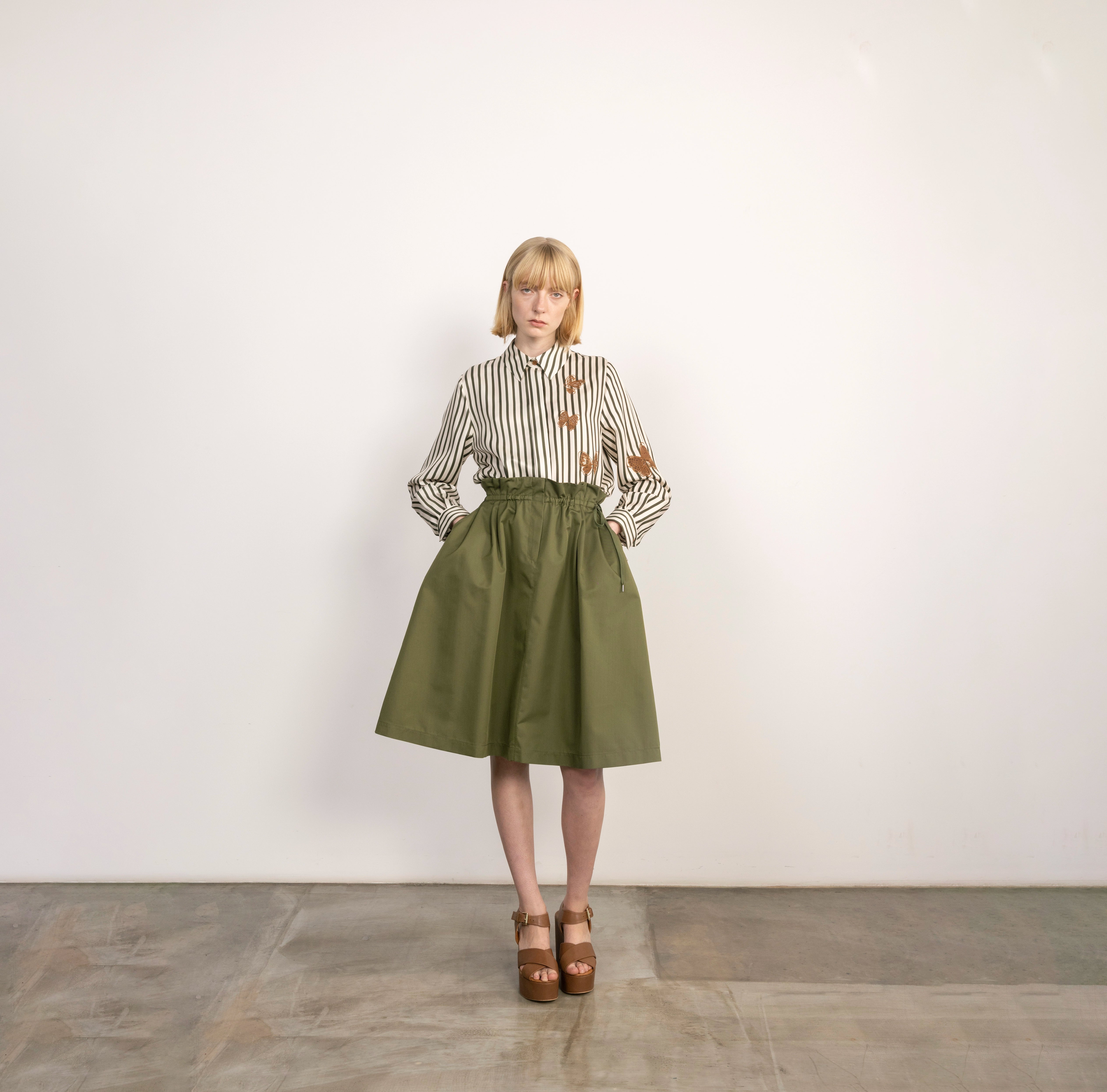 Striped Butterfly Silk Shirt