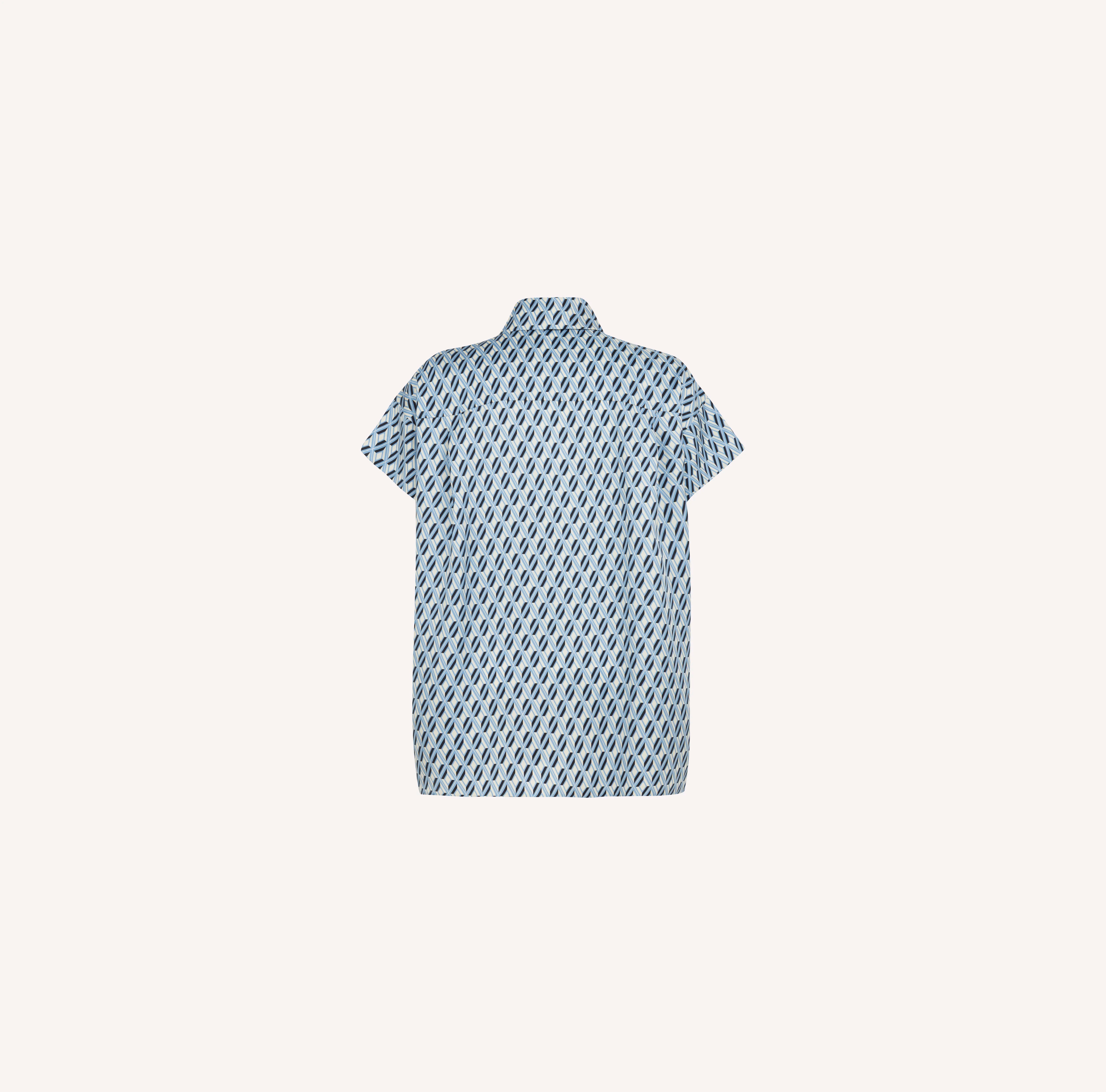 Geometric Print Short Sleeve Silk Shirt