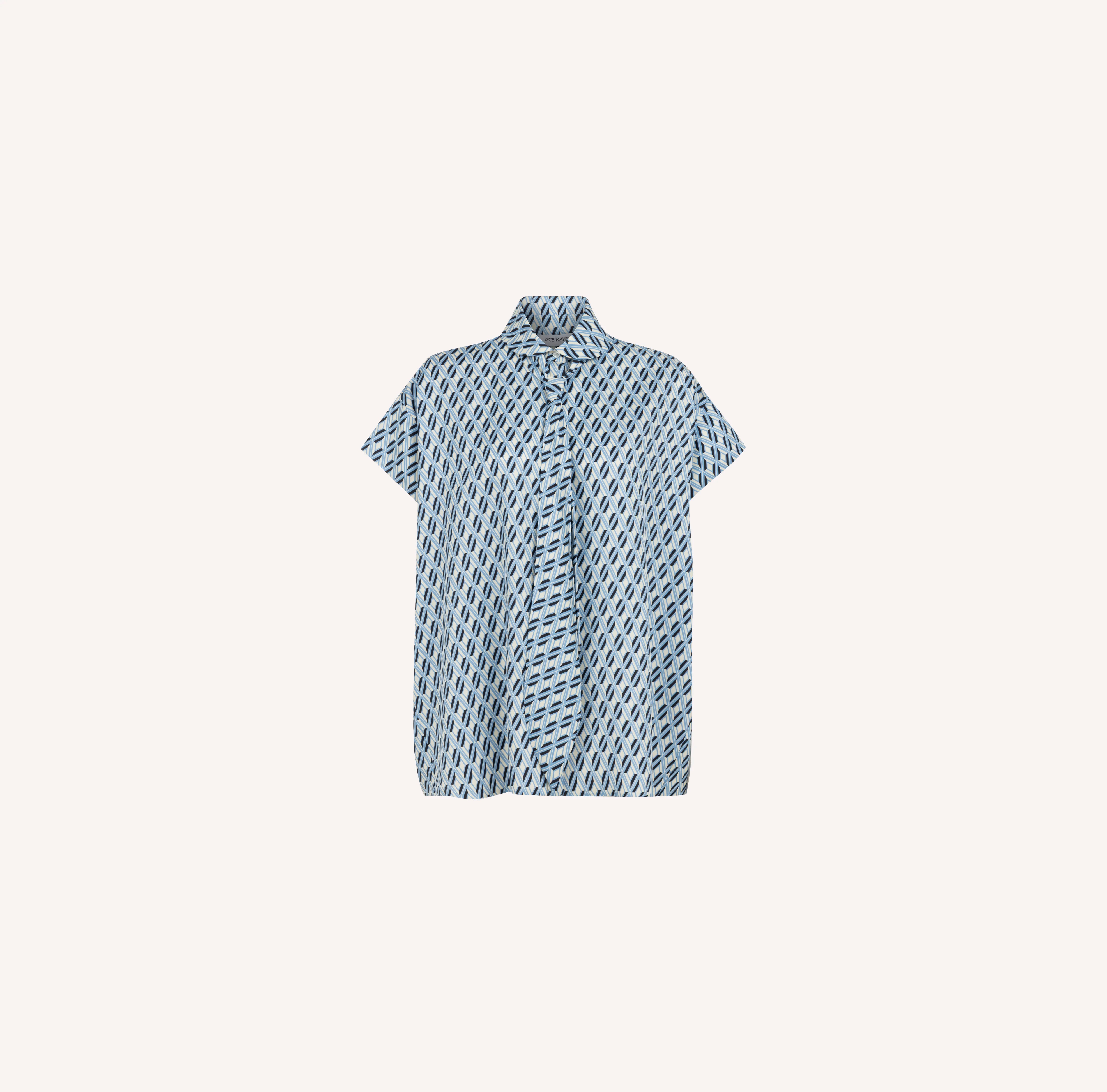 Geometric Print Short Sleeve Silk Shirt